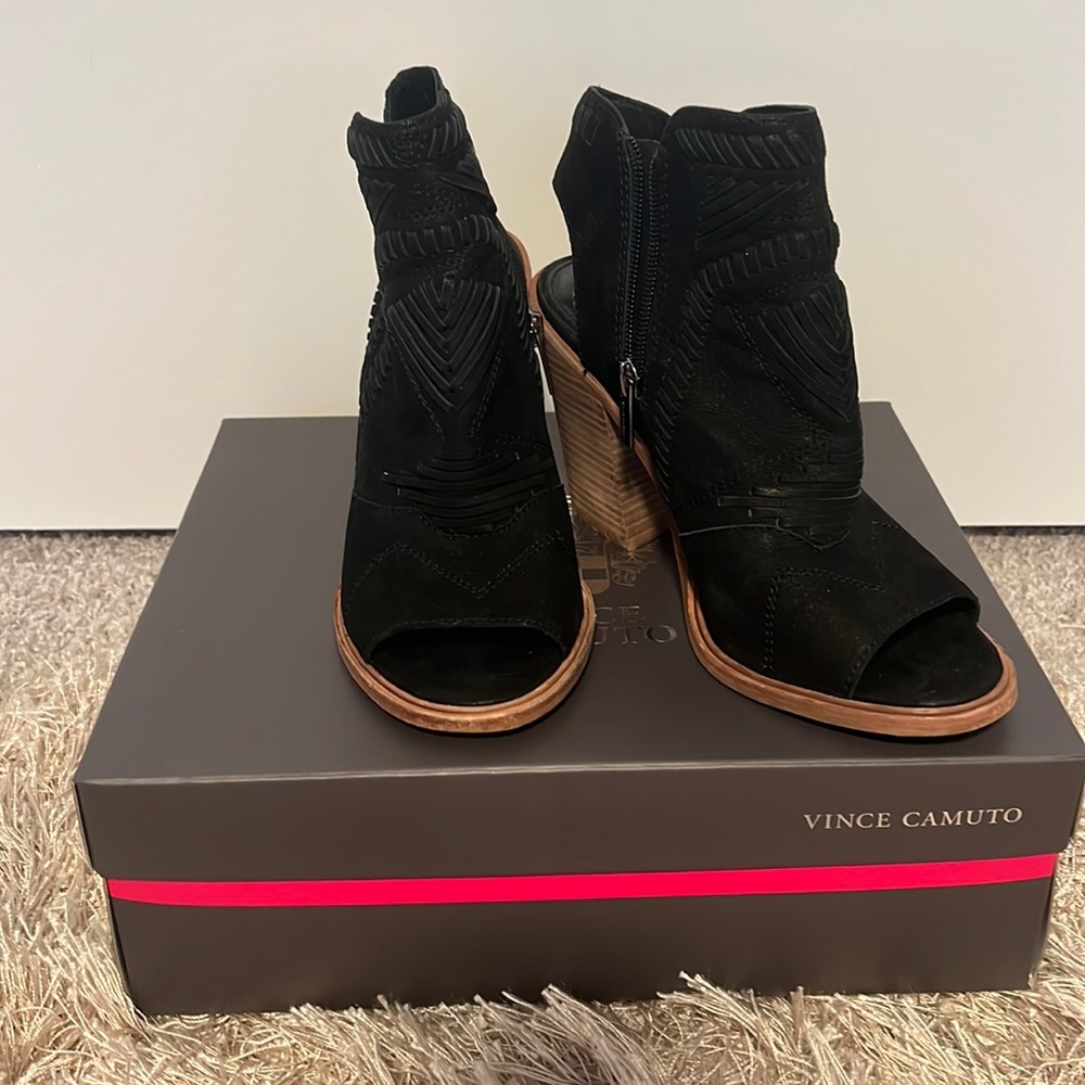 VINCE CAMUTO ‘Karinta’ Leather Western Peep Toe Bootie